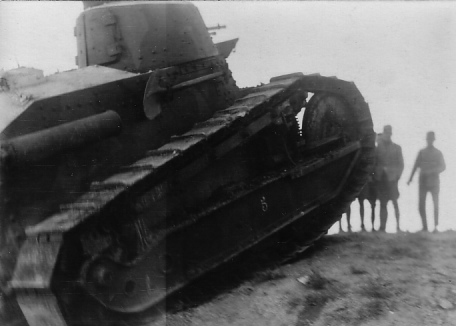 Renault FT-17 tank coming out from a trench